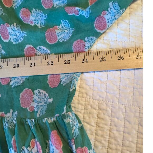 Ella Gray CottageCore Dress Pink Floral on Emarald Green 3/4 Balloon Sleeve XXL - Picture 7 of 11